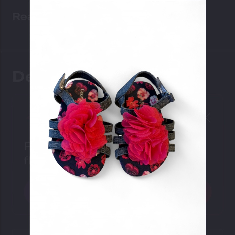 George baby girl Sandals with Pink Floral Design